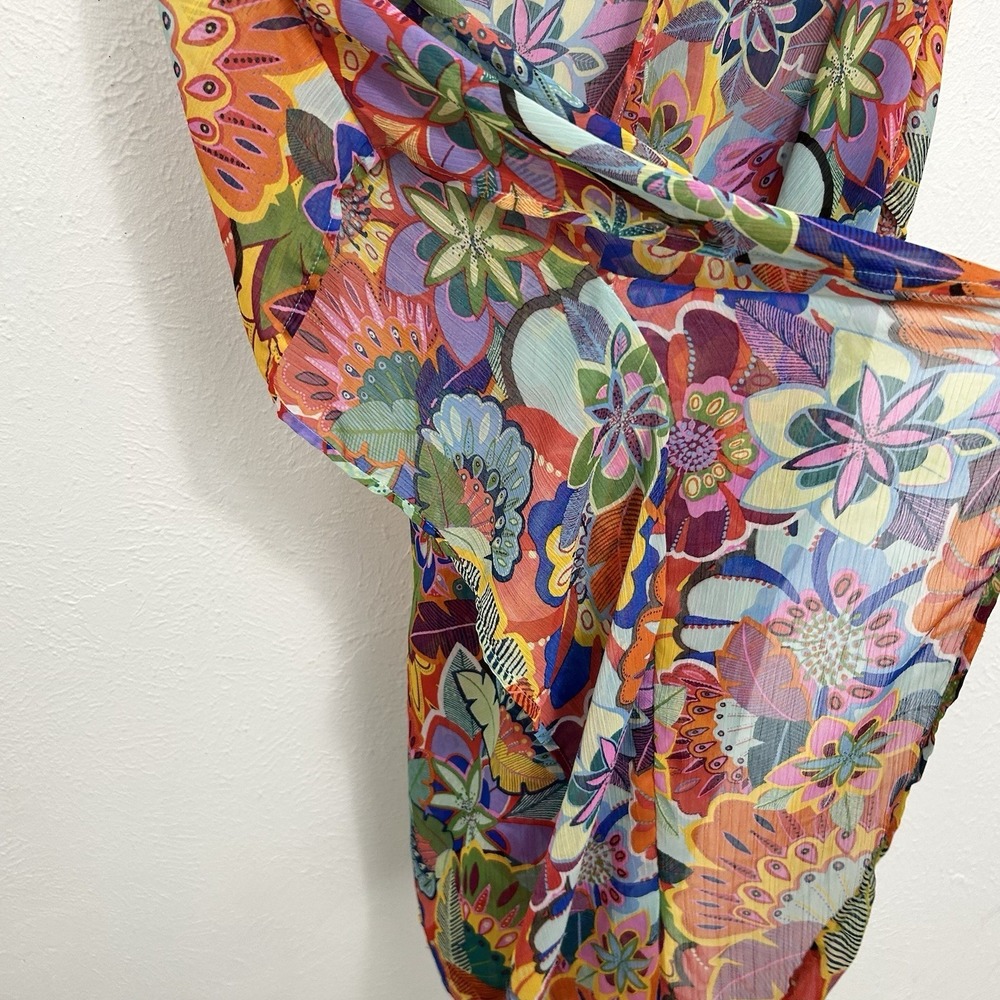 Bleu by Rod Beattie Caftan Tropical Floral Swim Cover-Up Multicolor Size M Beach - Picture 8 of 12